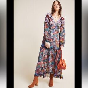 Anthropologie Multicolor Floral Maxi Dress